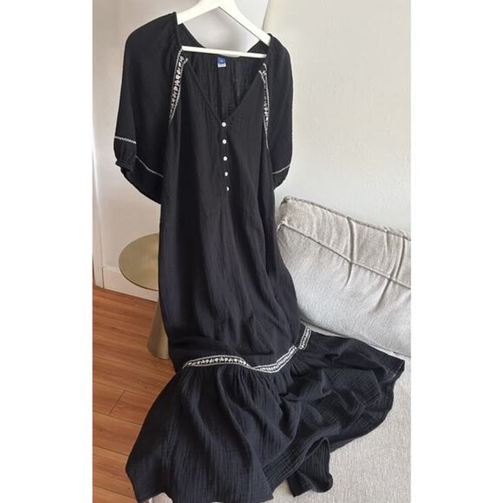 Gap Black Bohemian Tired Maxi Dress 4X Cottagecore Western Prairie
